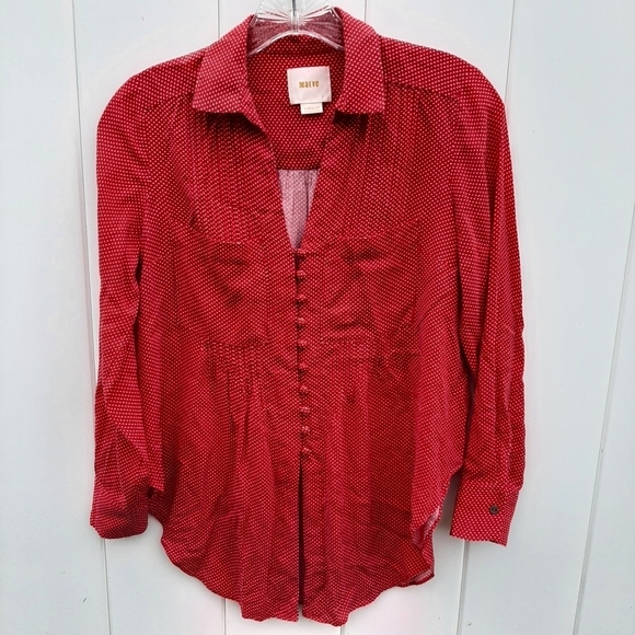 Maeve Anthropologie Red Polka Dot Top - Picture 1 of 6